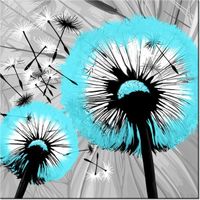 40CM 40CM OBRAZEK DMUCHAWCE DELIKATNYM TURKUSIE DRUK PŁÓTNO OBRAZ