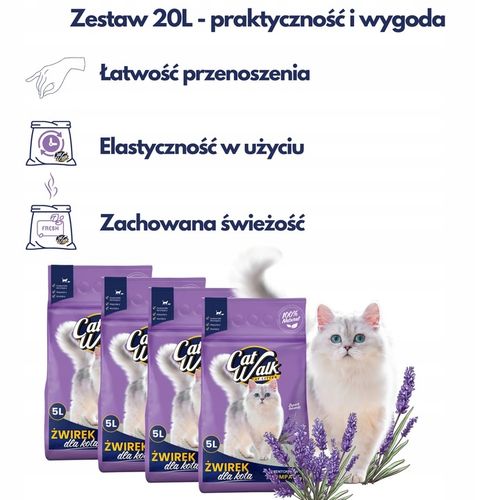 Żwirek bentonitowy dla kota CatWalk Compact Lawendowy 4x5L na Arena.pl