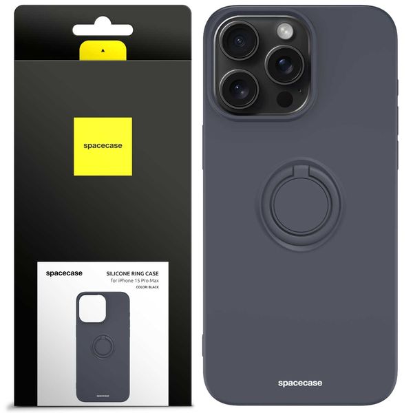 Spacecase Silicone Ring Iphone 15 Pro Max Black zdjęcie 1