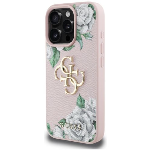 Etui Guess Grained Roses Big 4G logo do  iPhone 16 Pro Max różowy na Arena.pl