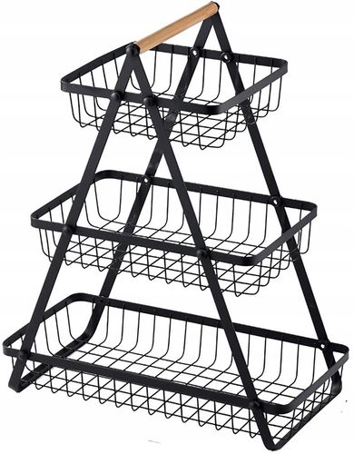 Koszyk TRZYPOZIOMOWY 3 piętrowy na owoce warzywa metalowy czarny Z na Arena.pl