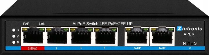 Switch POE 4xPOE 2xUplink 65W HI-POE APER zdjęcie 1