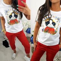 BLUZKA T-shirt KOT LOVED cyrkonie biały HIT!