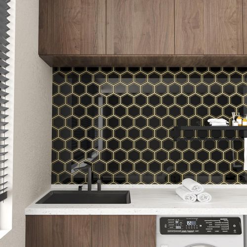 Naklejki ścienne 3D VaryPaper heksagonalne czarne 30,5x30,5 cm 20 szt. na Arena.pl