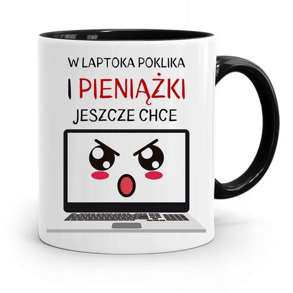 Kubek Czarny Informatyka Programisty Pieniążki Z Nadrukiem Ze Zdjęciem zdjęcie 1