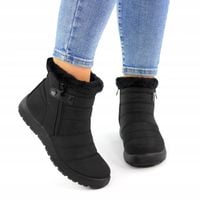 CZARNE BUTY ŚNIEGOWCE DAMSKIE WODOODPORNE Z MEMBRANA CIEPŁE BOTKI 38