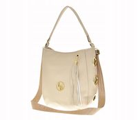 Laura Biaggi - torebka worek nity chwost jasny beżowy groszek KB180