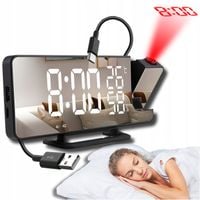 BUDZIK ZEGAR ELEKTRONICZNY GŁOŚNY Z PROJEKTOREM LED STOJĄCY CYFROWY