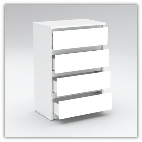 Komoda Biała Z 4 Szufladami 60 CM Szafka Rtv Loft Mała Nowoczesna Do na Arena.pl