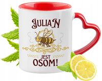 Dla Juliana Kubek Czerwony Z Uszkiem W Kształcie Serca Na Prezent