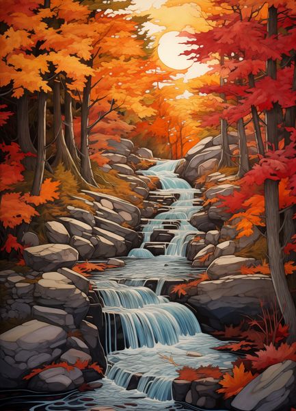 Plakat 20,5x28,4cm Jesienne Wodospady zdjęcie 1