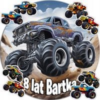 OPŁATEK NA TORT 20CM - MONSTER TRUCK DEKORACJA URODZINOWA + IMIĘ 15CM 18CM