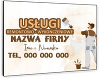 TABLICZKA REKLAMOWA szyld z dibondu 40x30 cm USŁUGI REMONTOWO WYKOŃCZENIOWE