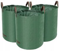 3x Worek na liście trawę Kosz Ogrodowy torba Pojemnik na Odpady 272l MOCNY