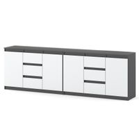 Komoda 240cm Do Pokoju Szafka 6 Szuflad 240cm Loft Szary Biały Mat Salon