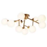 Lampa sufitowa Dallas MOD545CL-12BS molekuły kule złote białe