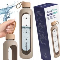 AquaFloow butelka szklana na wodę z miarką + silikonowa osłonka 1000ml