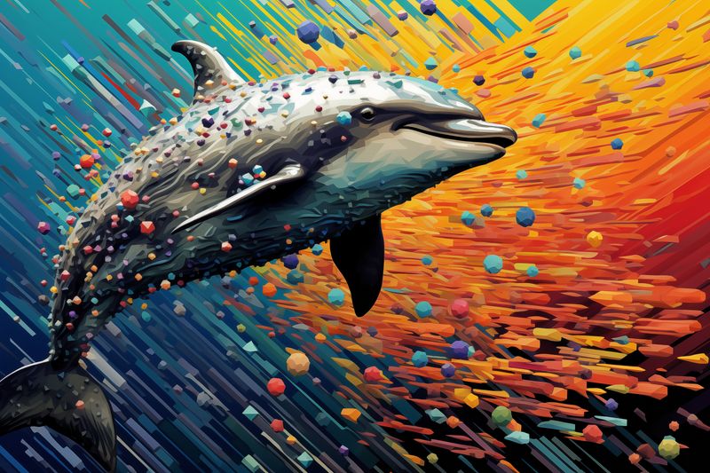 Plakat 45x30cm Delfin w Palecie Barw zdjęcie 1