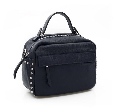 VERA PELLE torebka skórzana kuferek listonoszka z paskiem V167 granatowa na Arena.pl