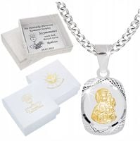 ŁAŃCUSZEK SREBRNY MEDALIK KOMUNIJNY MATKA BOSKA DO KOMUNII NA CHRZEST