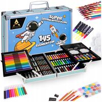 ZESTAW PLASTYCZNY ARTYSTYCZNY DO MALOWANIA KOLOROWANIA WALIZKA KOSMOS 145el