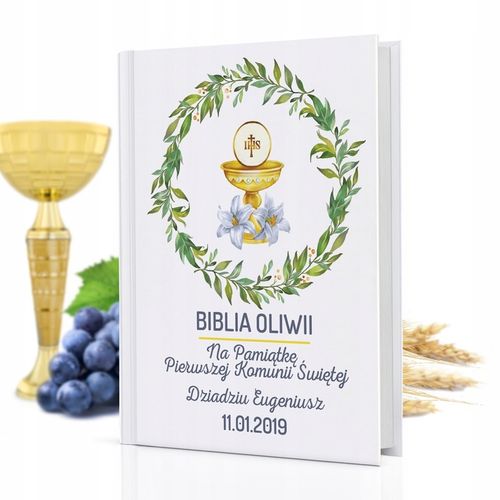 Biblia dla dzieci Prezent Chrzest Pamiątka Chrztu Komunii Nadruk na Okładce na Arena.pl
