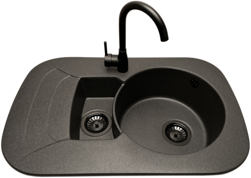 Zlewozmywak 1,5 komorowy z ociekaczem VIGEN  grafit z lewym ociekaczem + bateria LUNA zdjęcie 1