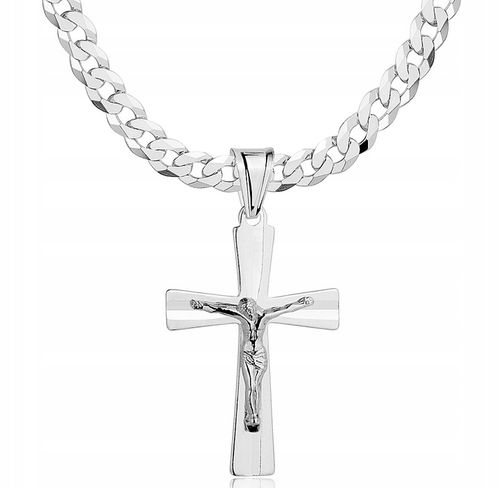 Łańcuszek Męski Srebrny Pancerka 5,00 mm z Krzyżykiem pr 925 Grawer Gratis na Arena.pl