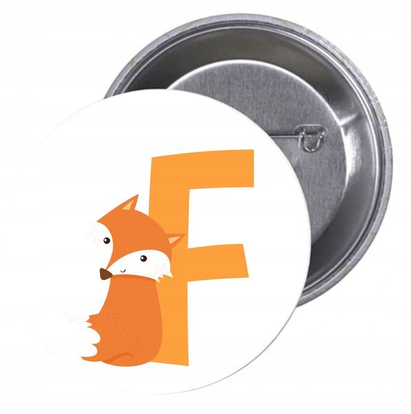 Przypinki buttony LITERKI DLA DZIECI - F zdjęcie 1