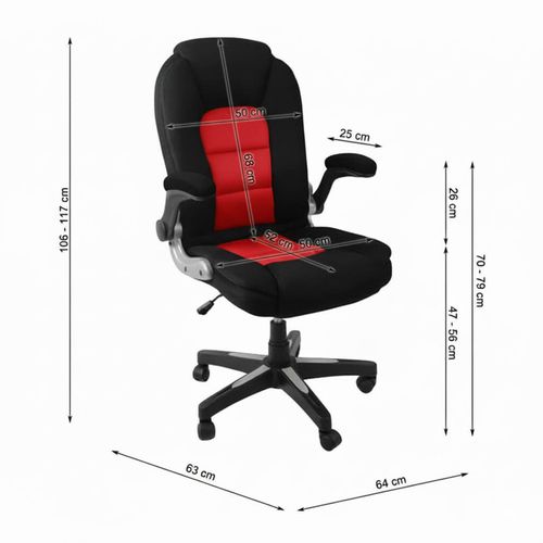 Krzesło gamingowe obrotowe – ergonomiczne krzesło dla gracza z podnoszonymi podłokietnikami, czerwone L204B-R Czarno/Czerwone na Arena.pl