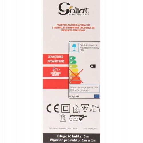 SIATKA ŚWIETLNA LED 1x1m zewnętrzne oświetlenie Świąteczne Święta Goliat na Arena.pl