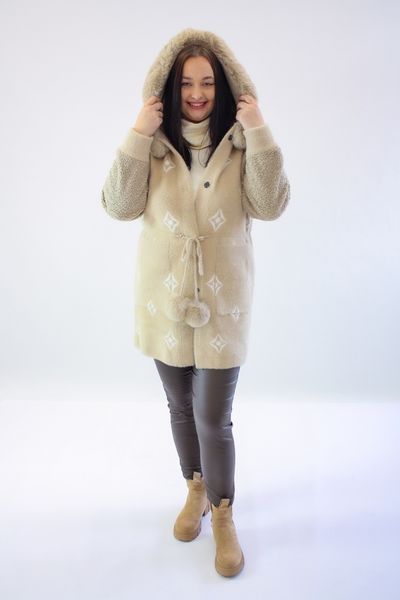 Płaszcz Alpaka z Futrem Beżowy UNI zdjęcie 5