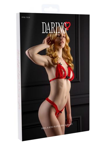 peek-a-boo ruffle bra & panty red na Arena.pl