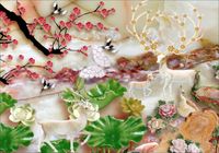 FOTOTAPETA kwiaty liście drzewo marmur 3D 400x280