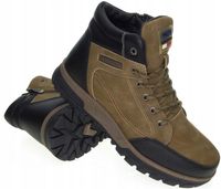 Męskie Buty Trekkingowe Zimowe Ocieplane Wiązane Suwak brązowe