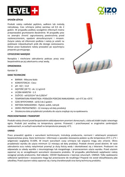 Środek Gruntujący 20L Grunt Duży Wałek Malarski zdjęcie 6