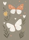 Plakat 13x18cm Wzory dla Dzieci, Dziewczynki Do Pokoju - Motylki