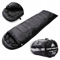 Śpiwór turystyczny koperta z kapturem + pokrowiec ciepły 220cm Meteor