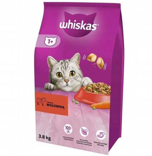 WHISKAS SUCHA KARMA DLA KOTÓW DOROSŁYCH WOŁOWINA 3,8 KG na Arena.pl