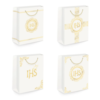 torebka 12szt  na prezenty 26 x 32 x 12cm ihs biało-złota 127469