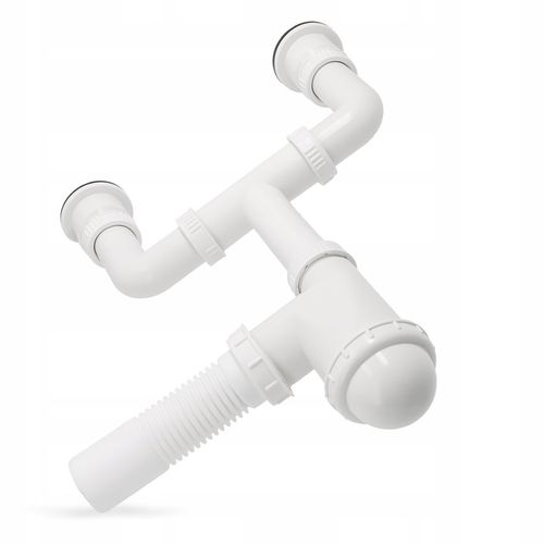 Syfon Zlewu DWUKOMOROWEGO 50 mm Odpływ PODWÓJNY Zlewozmywaka Sitko Manua W2 na Arena.pl