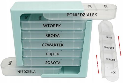 Pojemnik na leki kasetka plastikowa na tabletki 7 dni 4 pory dnia na Arena.pl