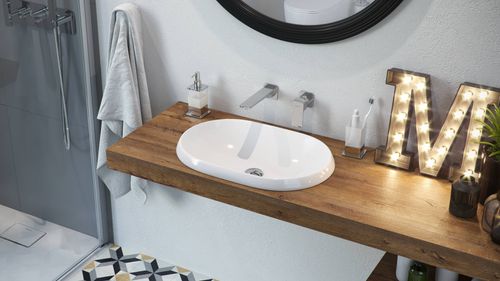 Lupio umywalka nablatowa/wpuszczana 60x40 cm owalna, biały połysk na Arena.pl