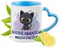 Kotki Kotek Kot Kubek Błękitny Z Uszkiem W Kształcie Serca Na Prezent