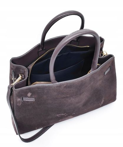 Torebka skóra zamszowa czekoladowa VeraPelle na Arena.pl