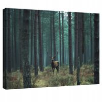 OBRAZ DO SYPIALNI SALONU KUCHNI JELEŃ NATURA LAS NA PŁÓTNIE ŚCIANĘ 100x70