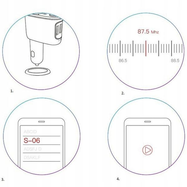 Baseus Transmiter FM Bluetooth, USB-A, ładowarka zdjęcie 2