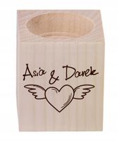 ŚWIECZNIK drewniany GRAWER podziękowania dla gości NA WESELE ŚLUB