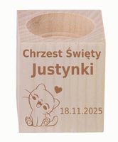 GRAWER ŚWIECZNIK drewniany podziękowania NA CHRZEST dziecka + imię data