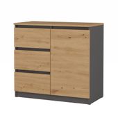 Komoda Malwa 1D3S/BA ANTRACYT DĄB ARTISAN